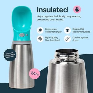 Bouteille d'eau rafraîchissante pour animaux de compagnie, en acier inoxydable, gourde anti-fuite pour chien, distributeur d'eau pour chiot pour les promenades en extérieur - Product Image 2