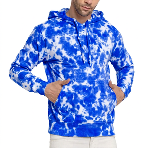 Sweat-shirt à capuche tie-dye pour homme, coupe classique, en molleton bouclette, manches longues, motif violet et blanc, idéal pour l'automne - Product Image 3