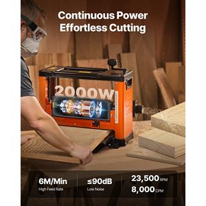 23 Inserts 2000W Woodworking Power Benchtop Planer 13-Inch <b>Worktable</b> with Spiral-Style Cutterhead 24 Inserts 2000W 23 - Product Image 4