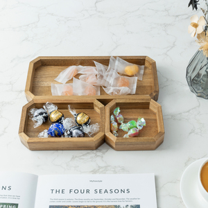 MyGift Ensemble de plateaux d'organisation de bureau octogonal en bois d'acacia rustique 3 pièces-Accessoire de bureau Top Seller - Product Image 3