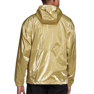 Gold Half Zipper Pullover Sporty Windbreaker <b>Jacket</b> with Front Logo Custom Design - Product Image 4
