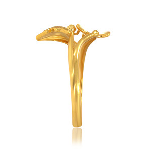 Élégante bague ajustable en or à double feuille de ginkgo pour femmes, bijoux inspirés de la nature, plaquée or, bijoux de mode ajustables - Product Image 3