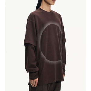 เสื้อยืดผู้หญิงแบบเลเยอร์ ดีไซน์แขนคู่ 2 in 1 ผ้าฝ้าย สไตล์ลำลอง ทรงหลวม แฟชั่นสตรีทแวร์ - Product Image 1