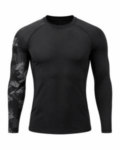 Camiseta Deportiva de Manga Larga con Cuello Redondo para Hombre, Protección UV, Impresión Digital Negra, Secado Rápido, Poliéster, para Deportes al Aire Libre, MOQ Bajo - Product Image 1