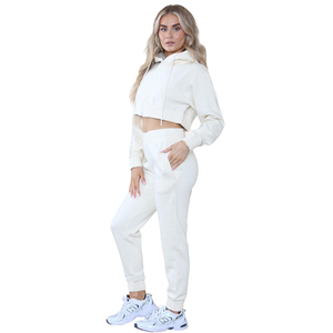 Conjunto Deportivo de Algodón Negro para Mujer, Sudadera Corta y Pantalones Jogger, Ropa Casual de Gimnasio y Fitness, Cómoda para Invierno, Venta al Por Mayor 2026 - Product Image 3