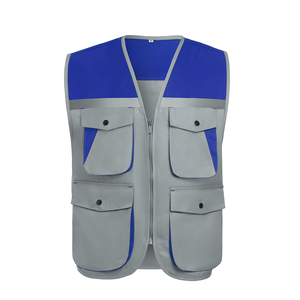 Chaleco de seguridad reflectante de alta visibilidad para trabajo al aire libre con 5 bolsillos y tiras reflectantes. - Product Image 5