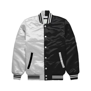 New Wholesale Hot Sale High Quality <b>Thin</b> Stand Collar Front Logo Varsity Satin Winter <b>Jacket</b> Custom <b>Men's</b> Bomber <b>Jacket</b> - Product Image 1