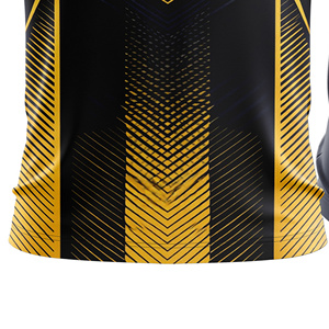 เสื้อยืดแขนสั้นทรงปกติ สีดำทอง ลายเรขาคณิต พิมพ์ลายแบบ Sublimation  สำหรับทุกเพศ  ปรับแต่งตำแหน่งโลโก้ได้ เหมาะสำหรับเล่นกีฬา - Product Image 5