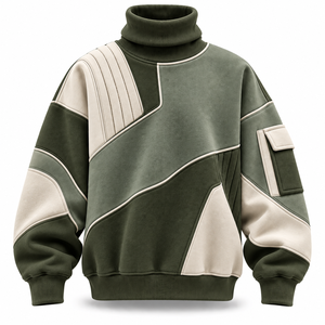 Sweat-shirt surdimensionné en molleton lourd 100 % coton personnalisé pour l'hiver, avec col double couche doublé, design chaud et décontracté, style streetwear - Product Image 6