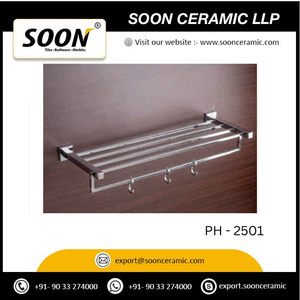 Porte-serviettes en acier inoxydable chromé, support mural pour serviettes de bain avec crochets, pour la maison et l'hôtel - Product Image 6