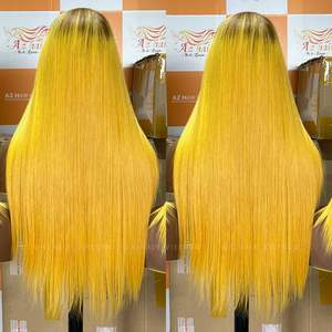 Hot Trend Yellow Color Bone Straight Human <b>Hair</b> Wigs 100% Raw Vietnamese <b>Hair</b> Natural Wig With Frontal Closure - Product Image 6