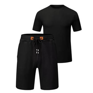 Conjunto Deportivo de Dos Piezas para Hombre, Ligero, Ecológico, Liso, Teñido, para Verano, Playa, Pantalones Cortos y Camiseta - Product Image 1