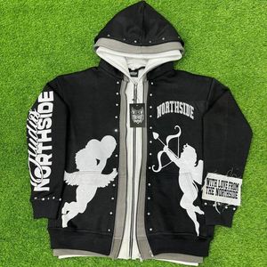 <b>Top</b> Quality Distress Embroidery and <b>Zip</b> Up Hoodie For Unisex 100% Cotton Fleece 400 GSM - Product Image 4
