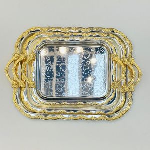 Premium Gold Tone <b>Round</b> <b>Tray</b> with Intricate Cut Design, Stylish Metal Serving Platter for <b>Table</b> Display and Decor Use - Product Image 1