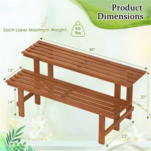 Elegante Portavasi a Doppio Strato in Legno, Stile Scala, per Arredamento da Giardino - Product Image 5