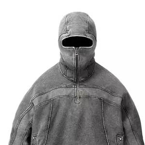 เสื้อฮู้ดดี้พรีเมียม 500GSM ทรงดรอปโชว์เดอร์ ล้างสีแบบแอซิดวอช ปิดหน้าด้วยฮู้ด ซิปครึ่งตัว – ผ้าฝ้ายหนานุ่มสไตล์วินเทจ ทรงโอเวอร์ไซส์ สตรีทแวร์สไตล์เรโทร - Product Image 6