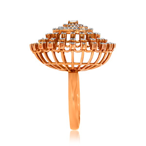 Bague Diamant Reine Abeille, Design Géométrique Carré, Halo de Diamants, Bague Statement Élégante en Or Rose, Bijoux Fins pour Femmes - Product Image 3