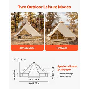 Tenda Oxford Bell 4 Stagioni 9,84 Piedi, Tenda Yurt per Campeggio con Foro per Stufa, Impermeabile e Traspirante, per 3 Persone - Product Image 2