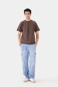 Camiseta de malla unisex oversize de algodón con hombros caídos y manga corta, estilo casual y streetwear. - Product Image 4