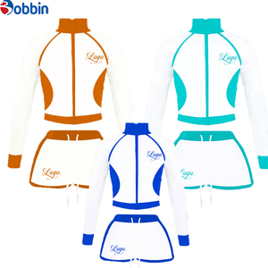 Conjunto de 2 Piezas de Chaqueta Corta y Pantalones Cortos Deportivos Casuales de Moda Hip Hop, Ajustados, de Spandex/Poliéster, con Cierre, para Mujer, Verano - Product Image 5