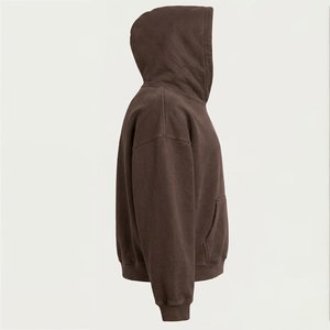 Sweat-shirt à capuche marron pour femme, personnalisé avec logo, 100 % coton tricoté, manches longues, poches, décontracté, respirant, collection automne - Product Image 3