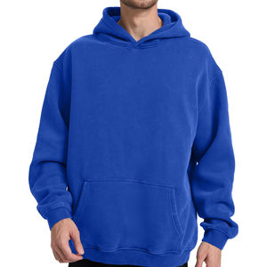 Sweat-shirt unisexe surdimensionné avec logo personnalisé 2025, en molleton bleu délavé style vintage, à épaules tombantes, idéal pour un usage quotidien et la mode. - Product Image 3