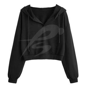 Sudadera corta con cordón y manga larga para mujer, ropa para Parte Superior Femenina, de otoño e invierno, con colores personalizados - Product Image 4