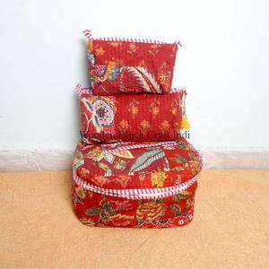 Indian Quilted Cotton Eco-Friendly Reusable Hand Block Print Zipper Closure Lightweight Foldable Large Makeup Case Three Piece - Product Image 3