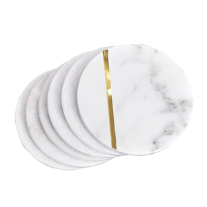 Modern Sustainable <b>Marble</b> <b>Coaster</b> Set Eco-Friendly Durable Washable Natural Stone for Dining - Product Image 5