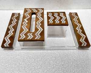 Bandeja de servir de estilo europeo con incrustaciones de nácar en tarro acrílico, bandeja multiusos para el hogar y la cocina. - Product Image 1