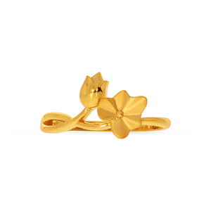 18K Gold Plated Matte Flower Bud Open <b>Adjustable</b> <b>Ring</b> for Women Elegant Floral Finger <b>Ring</b> Wedding Party Jewelry Wholesale - Product Image 3