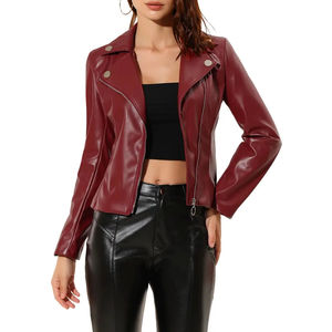 Chaquetas de Cuero para Mujer con Logotipo Personalizado, Otoño/Invierno, Talla Personalizada, Color Sólido, 100% Cuero Original con Forro de Algodón, Chaquetas de Invierno - Product Image 1