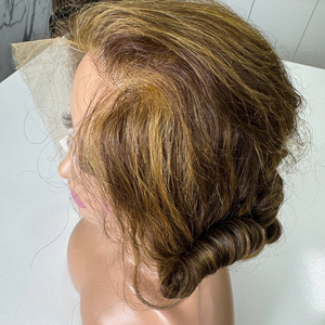 Vente chaude Piano Mélange Couleur Super Bouncy Perruque Avec Frontal Super Double Dessiné Vietnamien Cheveux Humains - Product Image 1