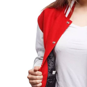 Chaqueta Universitaria Roja y Blanca para Mujer, Manga Larga, Estilo Universitario con Contraste de Color, Ropa de Abrigo para Otoño, Chaqueta Universitaria de Moda para Mujer - Product Image 5
