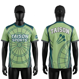 เสื้อดาร์ทผู้ชาย พรีเมียม ผ้าโพลีเอสเตอร์ 160 GSM ระบายอากาศ แห้งเร็ว สีชมพู-ดำ ลายกราฟิก ดีไซน์แบบแผง  รับสกรีนโลโก้ตามสั่ง - Product Image 4