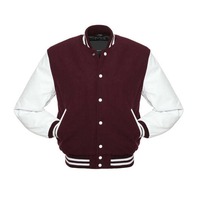 Veste universitaire personnalisée 2024 avec corps en laine et manches en cuir véritable, col montant en toile, veste d'hiver de style Letterman
