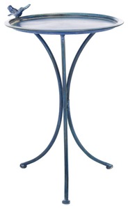 Bain d'oiseaux en métal bleu le plus vendu, style soufflé à la main, avec piédestal de jardin orné et figurine d'oiseau bleu pour pelouse - Product Image 3