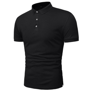 Polo en coton gris foncé à manches courtes pour homme, coupe classique, couleur unie, décontracté, avec boutons, tissu tissé, anti-plis - Product Image 2