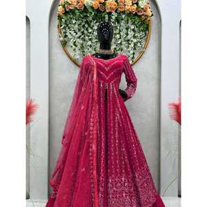 Vêtements de mariage séquence scintillante haut de travail Lehenga et Dupatta pour look de fête - Product Image 2