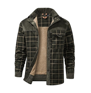 Camisa de Franela a Cuadros para Hombre, Forrada de Sherpa, con Botones, Manga Larga, Cálida para Invierno, Estilo Casual para Exteriores - Product Image 6