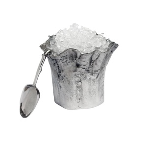 Grand matériel antique d'acier inoxydable en métal vintage avec le dessus de table de seau à glace de finition de patine - Product Image 1