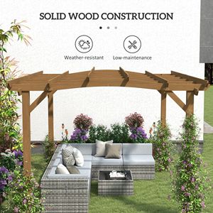 Pergola Moderna in Legno 3x3,6m con Tetto Arcuato Marrone Scuro, Gazebo da Esterno con Traliccio per Piante Rampicanti - Product Image 4