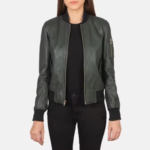 Chaqueta de Cuero para Mujer con Bordado Personalizado, Chaqueta de Motociclista de Piel de Oveja Auténtica, Corte Ajustado, Ropa de Calle - Product Image 1