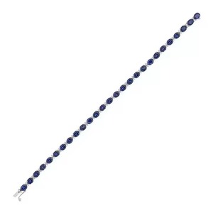 18k Yellow/ <b>Rose</b>/ White in Blue Moissanite Diamond Bracelet Round Cut Jewelry For Anniversary Gift To Women - Product Image 3
