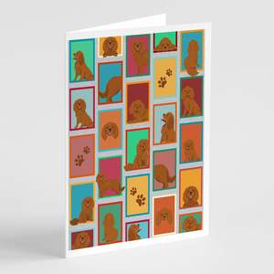 Whimsical A7 tamaño 5x7 tarjetas de notas en blanco Paquete de 8 tarjetas de felicitación Ruby Cavalier Spaniel con sobres - Product Image 1