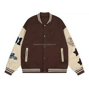 Oem Haute Qualité Écusson Brodé Hommes Collège Personnalisé Blouson de Baseball Blouson Varsity Letterman à Manches en Cuir - Product Image 1