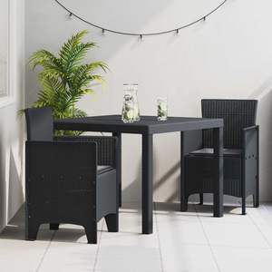 Juego de Comedor de Jardín de 3 Piezas de Polipropileno Antracita - Product Image 1