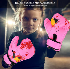 Gants de boxe pour enfants en cuir PU respirant avec maille, gants de combat anti-flamme, mitaines d'entraînement de boxe, gants de grappling pour enfants - Product Image 5