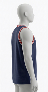Men's Navy Blue <b>Mesh</b> Tank Top Crew Neck Sleeveless Breathable Regular Fit Basketball Apparel 100% Polyester Solid Color - Product Image 2