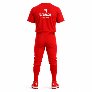 Uniforme de Béisbol Rojo Unisex RONAL SPORTS, Jersey de Manga Corta y Pantalones, Transpirable, Absorbe la Humedad, 100% Poliéster, para Todas las Temporadas, Adulto - Product Image 2